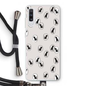 CaseCompany Miauw: Samsung Galaxy A70 Transparant Hoesje met koord