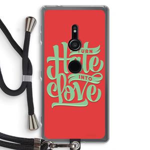 CaseCompany Turn hate into love: Sony Xperia XZ2 Transparant Hoesje met koord