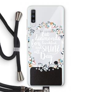 CaseCompany Diamonds: Samsung Galaxy A70 Transparant Hoesje met koord