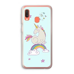 CaseCompany Regenboog eenhoorn: Samsung Galaxy A20e Transparant Hoesje