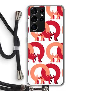 CaseCompany Dogs: Samsung Galaxy S21 Ultra Transparant Hoesje met koord