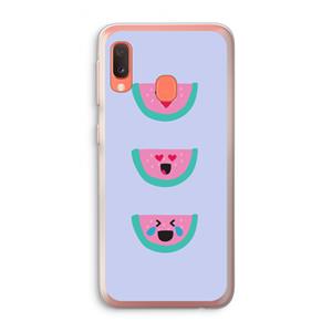 CaseCompany Smiley watermeloen: Samsung Galaxy A20e Transparant Hoesje