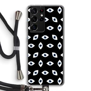 CaseCompany Eyes pattern: Samsung Galaxy S21 Ultra Transparant Hoesje met koord