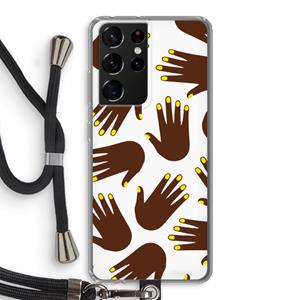 CaseCompany Hands dark: Samsung Galaxy S21 Ultra Transparant Hoesje met koord