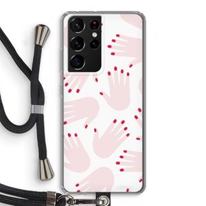 CaseCompany Hands pink: Samsung Galaxy S21 Ultra Transparant Hoesje met koord