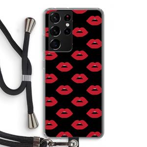 CaseCompany Lips: Samsung Galaxy S21 Ultra Transparant Hoesje met koord