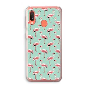 CaseCompany Flamingoprint groen: Samsung Galaxy A20e Transparant Hoesje