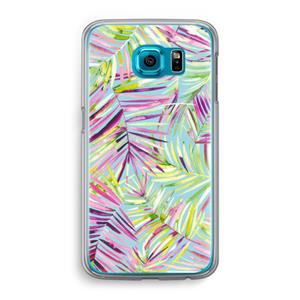 CaseCompany Tropical Palms Blue: Samsung Galaxy S6 Transparant Hoesje