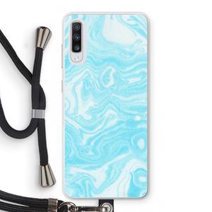 CaseCompany Waterverf blauw: Samsung Galaxy A70 Transparant Hoesje met koord