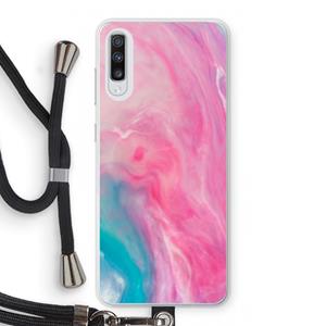 CaseCompany Roze explosie: Samsung Galaxy A70 Transparant Hoesje met koord