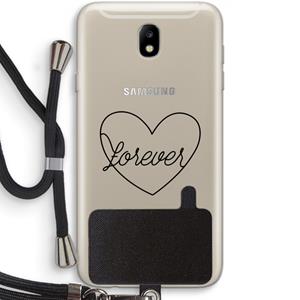 CaseCompany Forever heart black: Samsung Galaxy J7 (2017) Transparant Hoesje met koord