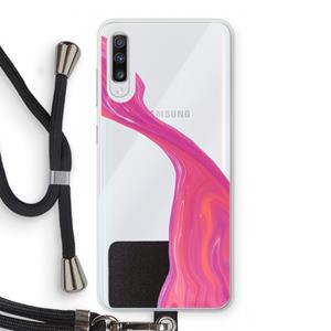 CaseCompany Paarse stroom: Samsung Galaxy A70 Transparant Hoesje met koord