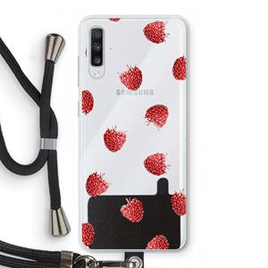 CaseCompany Framboosjes: Samsung Galaxy A70 Transparant Hoesje met koord