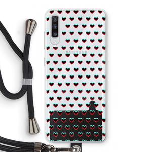 CaseCompany Hartjes: Samsung Galaxy A70 Transparant Hoesje met koord