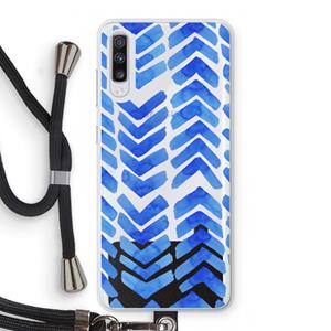 CaseCompany Blauwe pijlen: Samsung Galaxy A70 Transparant Hoesje met koord
