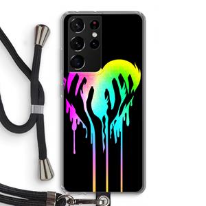 CaseCompany Hold My Heart: Samsung Galaxy S21 Ultra Transparant Hoesje met koord