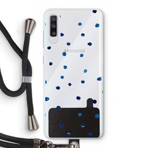 CaseCompany Blauwe stippen: Samsung Galaxy A70 Transparant Hoesje met koord