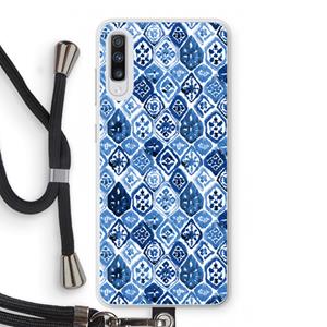 CaseCompany Blauw motief: Samsung Galaxy A70 Transparant Hoesje met koord