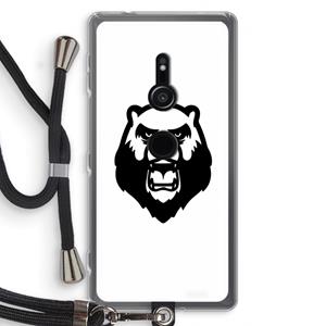 CaseCompany Angry Bear (white): Sony Xperia XZ2 Transparant Hoesje met koord