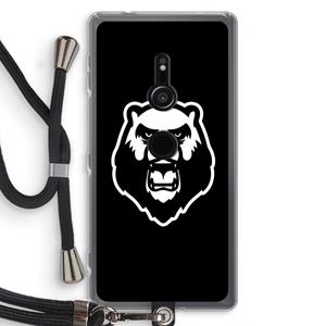 CaseCompany Angry Bear (black): Sony Xperia XZ2 Transparant Hoesje met koord