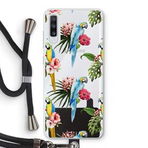 CaseCompany Kleurrijke papegaaien: Samsung Galaxy A70 Transparant Hoesje met koord