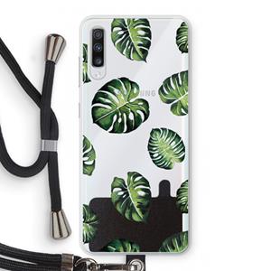 CaseCompany Tropische bladeren: Samsung Galaxy A70 Transparant Hoesje met koord