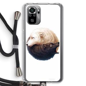 CaseCompany Yin Yang Wolves: Xiaomi Redmi Note 10S Transparant Hoesje met koord