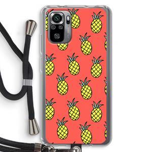 CaseCompany Ananas: Xiaomi Redmi Note 10S Transparant Hoesje met koord