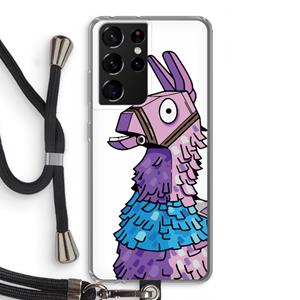 CaseCompany Lama: Samsung Galaxy S21 Ultra Transparant Hoesje met koord