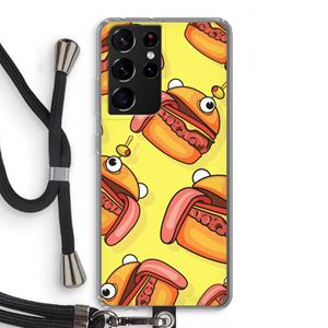 CaseCompany Hamburger: Samsung Galaxy S21 Ultra Transparant Hoesje met koord