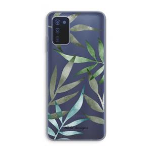 CaseCompany Tropical watercolor leaves: Samsung Galaxy A03s Transparant Hoesje