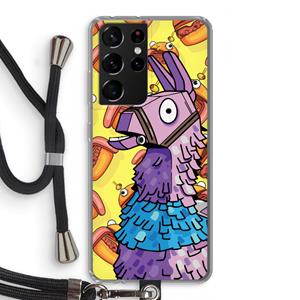 CaseCompany Loot Burger: Samsung Galaxy S21 Ultra Transparant Hoesje met koord