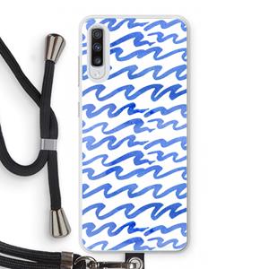 CaseCompany Blauwe golven: Samsung Galaxy A70 Transparant Hoesje met koord
