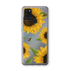 CaseCompany Sunflower and bees: Samsung Galaxy A21s Transparant Hoesje
