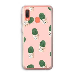 CaseCompany Cactusprint roze: Samsung Galaxy A20e Transparant Hoesje