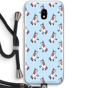 CaseCompany Eenhoorns overal: Samsung Galaxy J3 (2017) Transparant Hoesje met koord