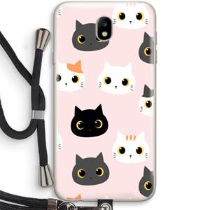 CaseCompany Katten: Samsung Galaxy J7 (2017) Transparant Hoesje met koord