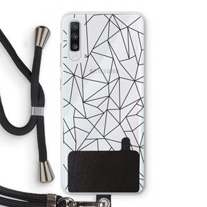 CaseCompany Geometrische lijnen zwart: Samsung Galaxy A70 Transparant Hoesje met koord