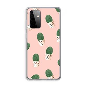 CaseCompany Cactusprint roze: Samsung Galaxy A72 Transparant Hoesje