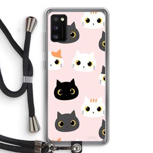 CaseCompany Katten: Samsung Galaxy A41 Transparant Hoesje met koord