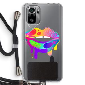 CaseCompany Lip Palette: Xiaomi Redmi Note 10S Transparant Hoesje met koord