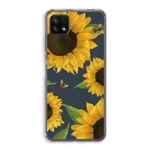 CaseCompany Sunflower and bees: Samsung Galaxy A22 5G Transparant Hoesje
