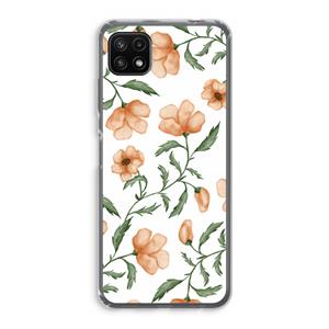 CaseCompany Peachy flowers: Samsung Galaxy A22 5G Transparant Hoesje