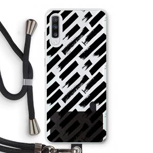 CaseCompany Zwarte vegen: Samsung Galaxy A70 Transparant Hoesje met koord