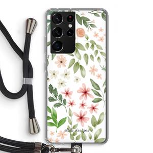CaseCompany Botanical sweet flower heaven: Samsung Galaxy S21 Ultra Transparant Hoesje met koord