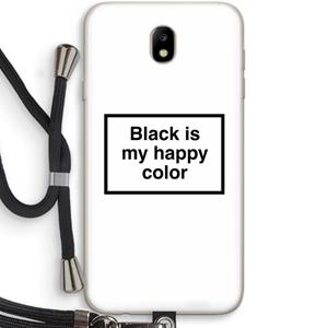 CaseCompany Black is my happy color: Samsung Galaxy J7 (2017) Transparant Hoesje met koord