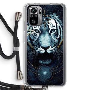 CaseCompany Darkness Tiger: Xiaomi Redmi Note 10S Transparant Hoesje met koord