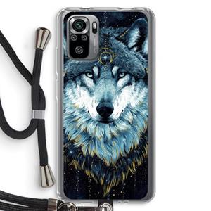 CaseCompany Darkness Wolf: Xiaomi Redmi Note 10S Transparant Hoesje met koord