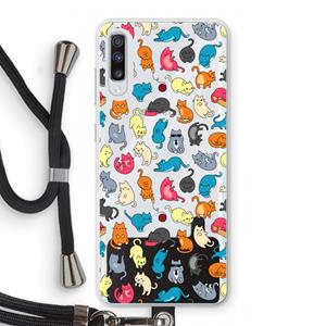 CaseCompany Kleurrijke katten: Samsung Galaxy A70 Transparant Hoesje met koord