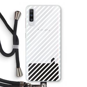 CaseCompany Strepen zwart-wit: Samsung Galaxy A70 Transparant Hoesje met koord